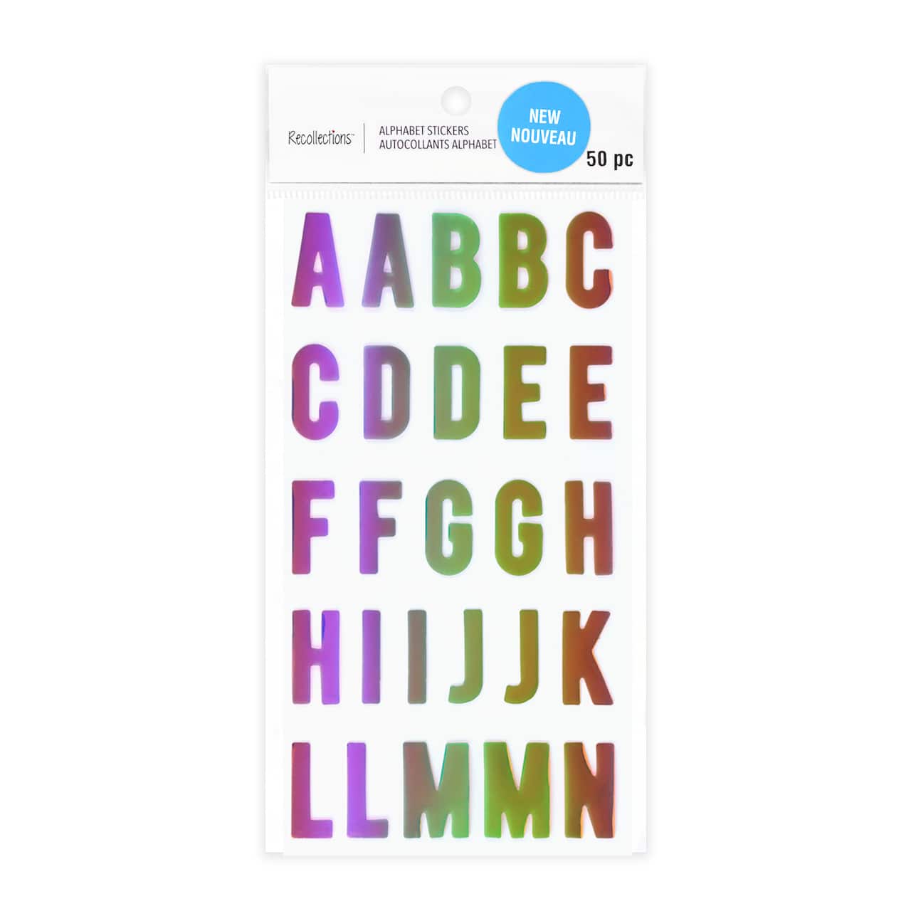 Autocollants de lettres de l'alphabet iridescentes de l’aphabet de Recollections